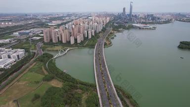 江苏苏州金鸡湖大桥航拍